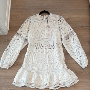 Showpo White Lace Mini Dress
